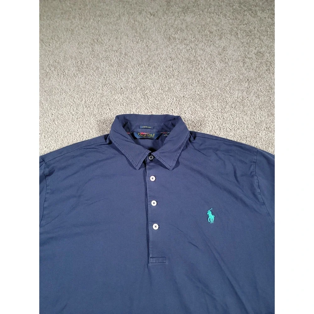 POLO GOLF Ralph Lauren Mens XL Stretch Lisle Dark Blue Short Sleeve Polo Shirt